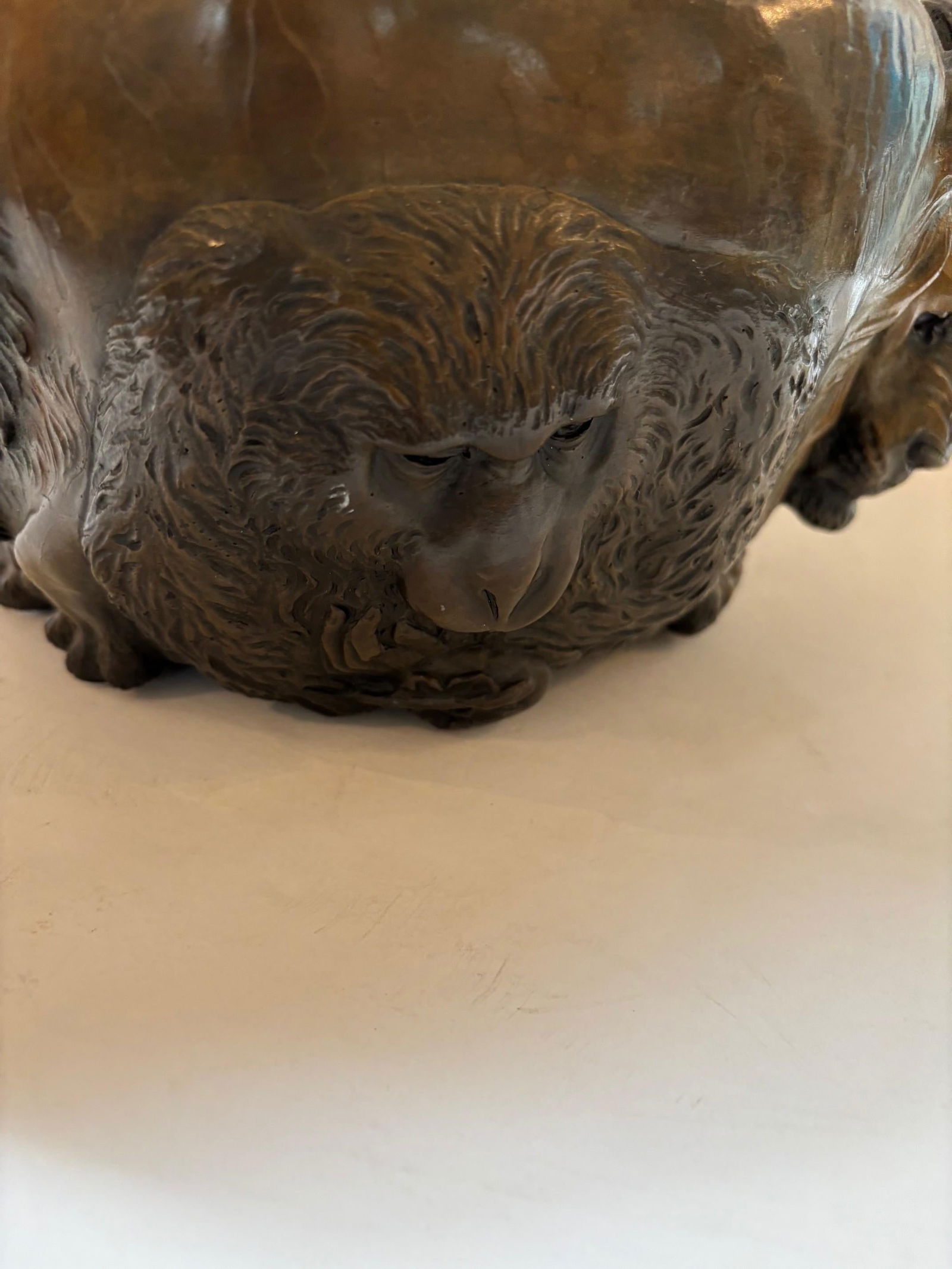 Animal Bowl Bronze Cast Multi-Patina from Original Japanese Lion Face - 15