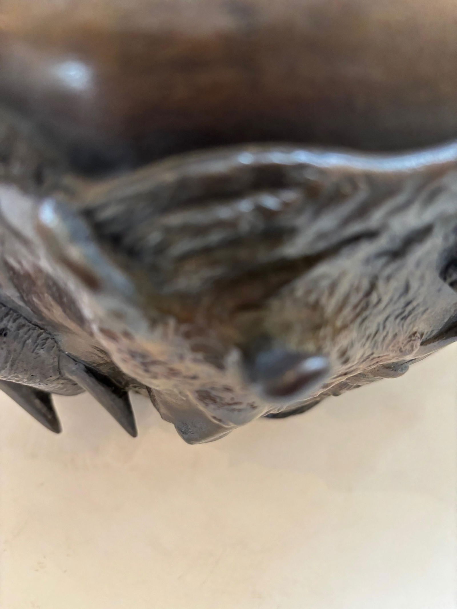 Animal Bowl Bronze Cast Multi-Patina from Original Japanese Lion Face - 19