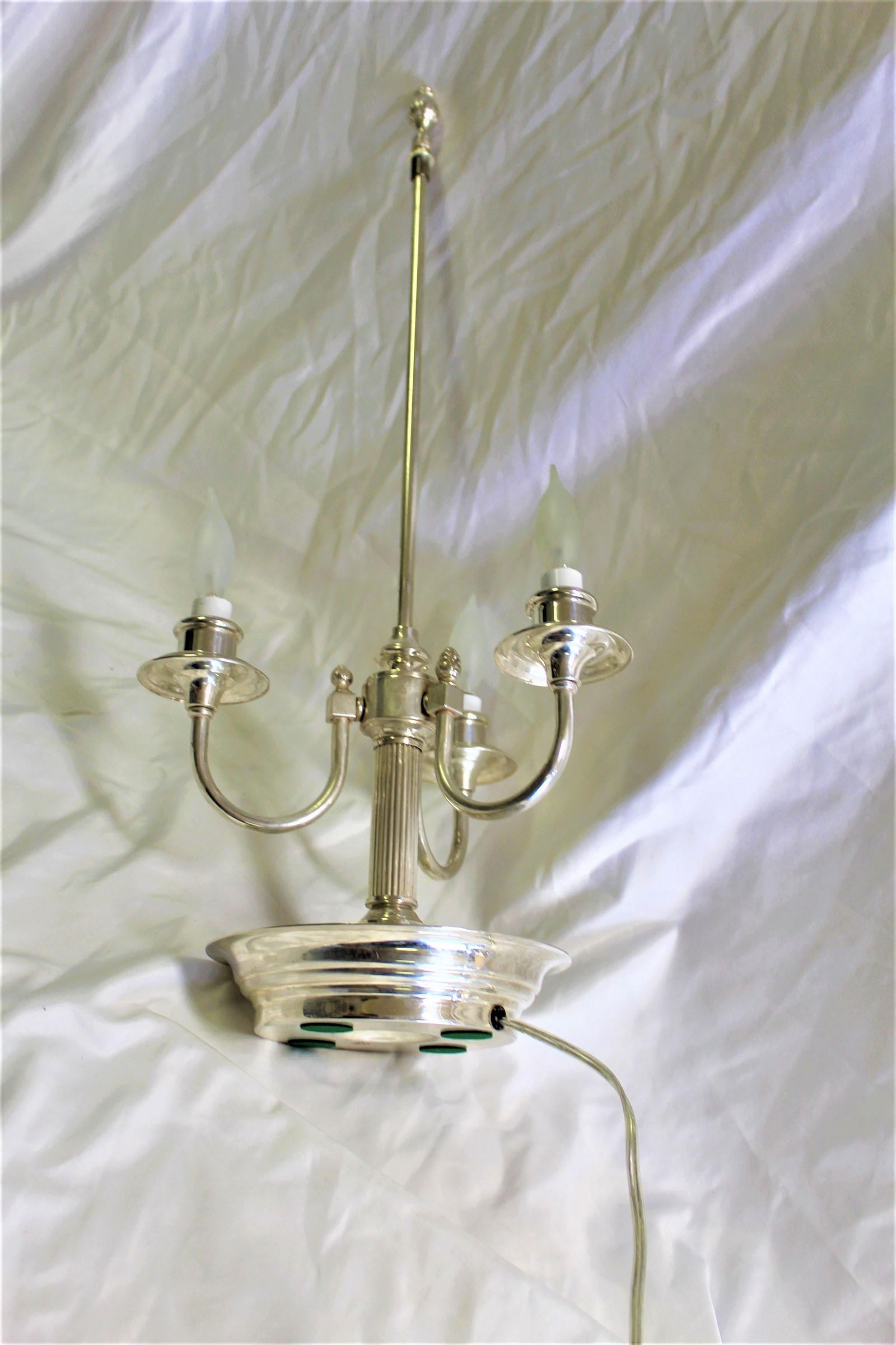 20 Th Century 3 Light Bouillotte Lamp Style Silvered - 10