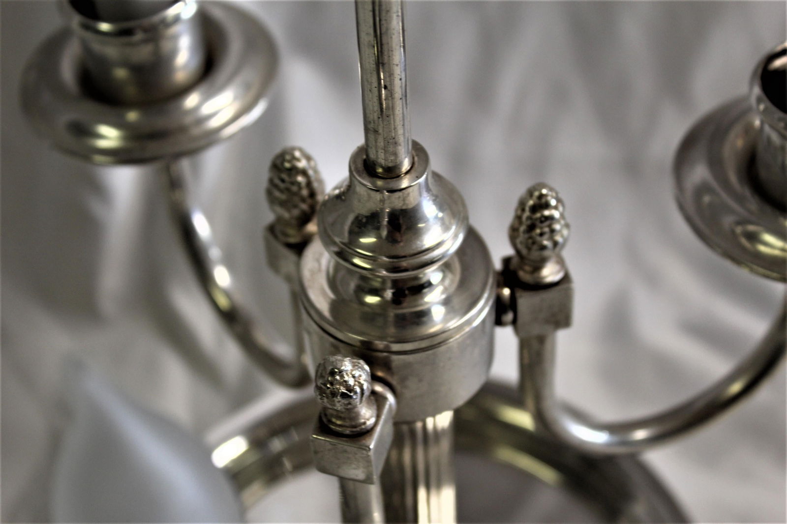 20 Th Century 3 Light Bouillotte Lamp Style Silvered - 8