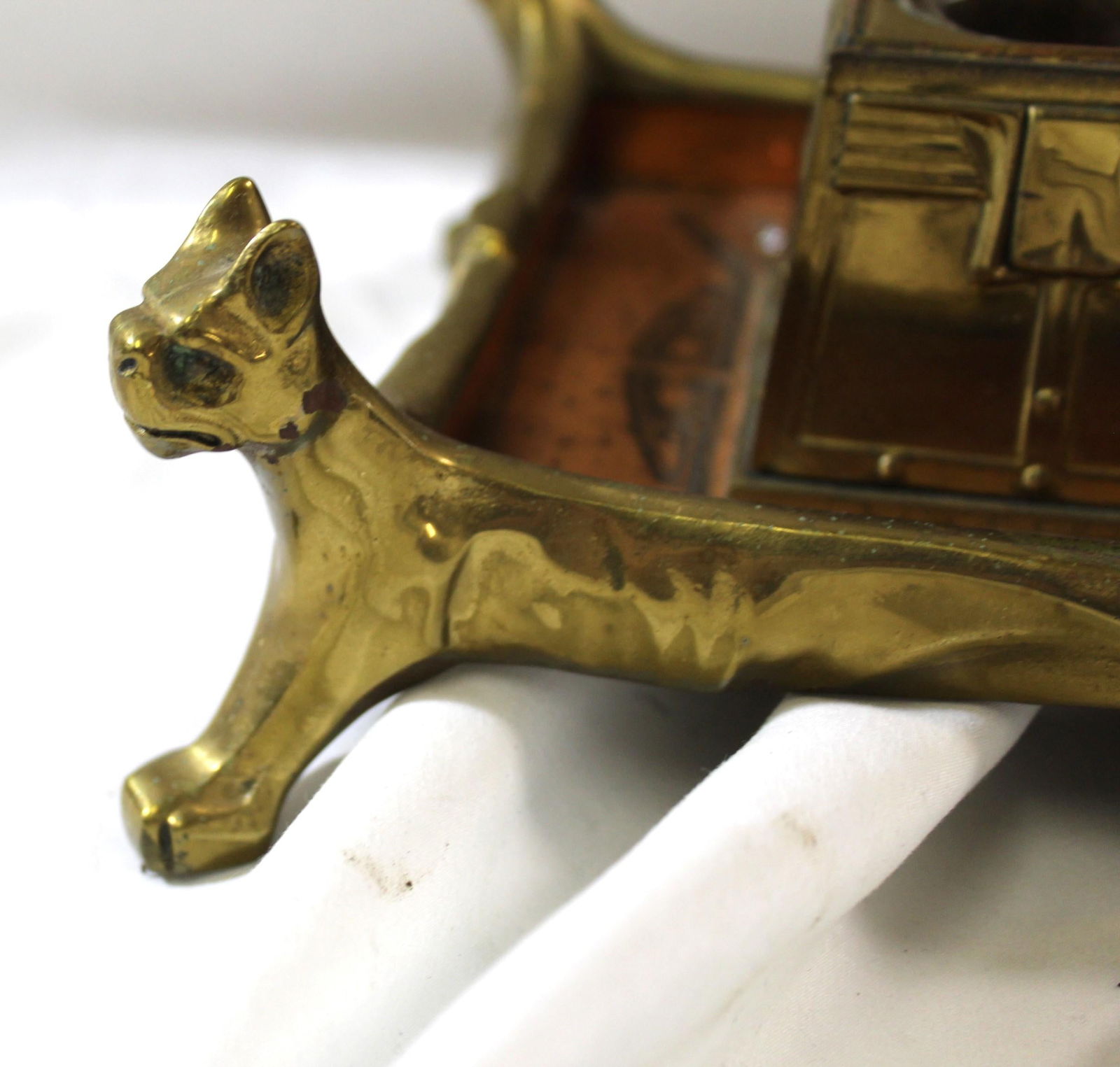 Original Art Nouveau Brass & Copper Ink well set circa 1900 - 10