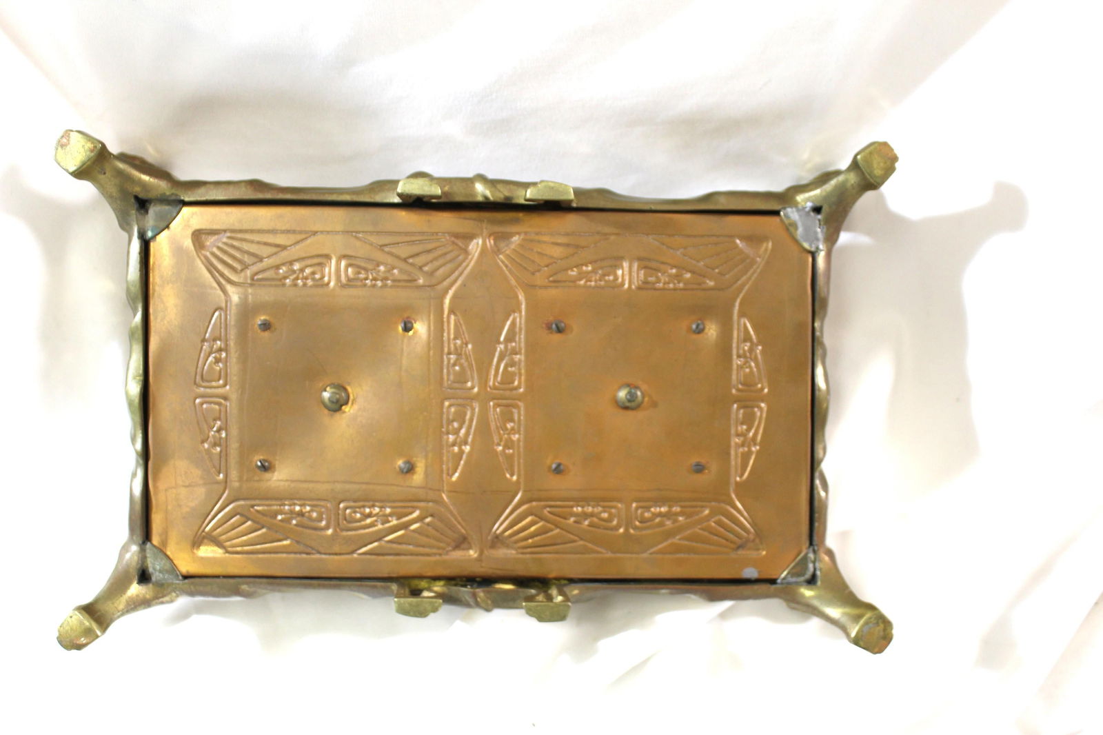 Original Art Nouveau Brass & Copper Ink well set circa 1900 - 12