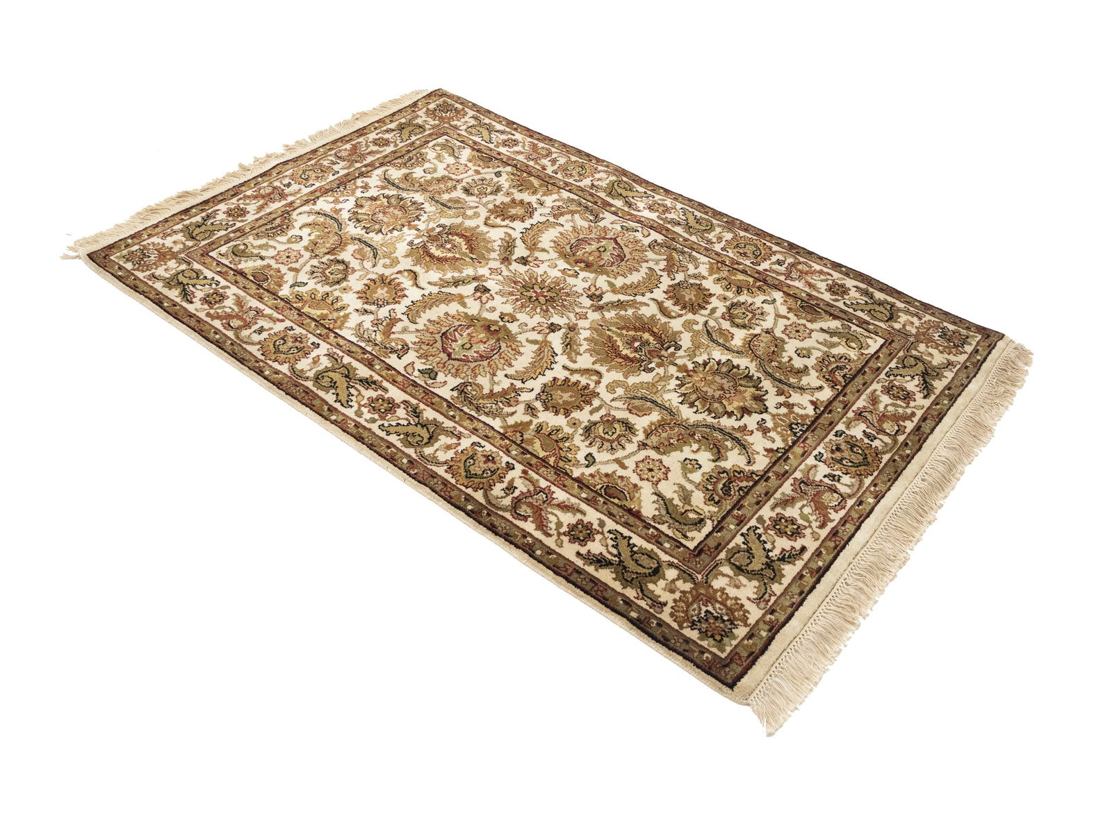 Cream Floral Classic 4X6 Agra Jaipur Oriental Rug - 3