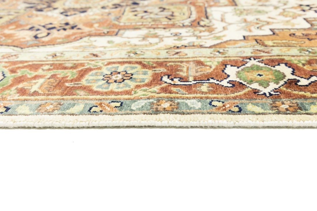 Cream Geometric 6X9 Heriz Serapi Oriental Rug - 15