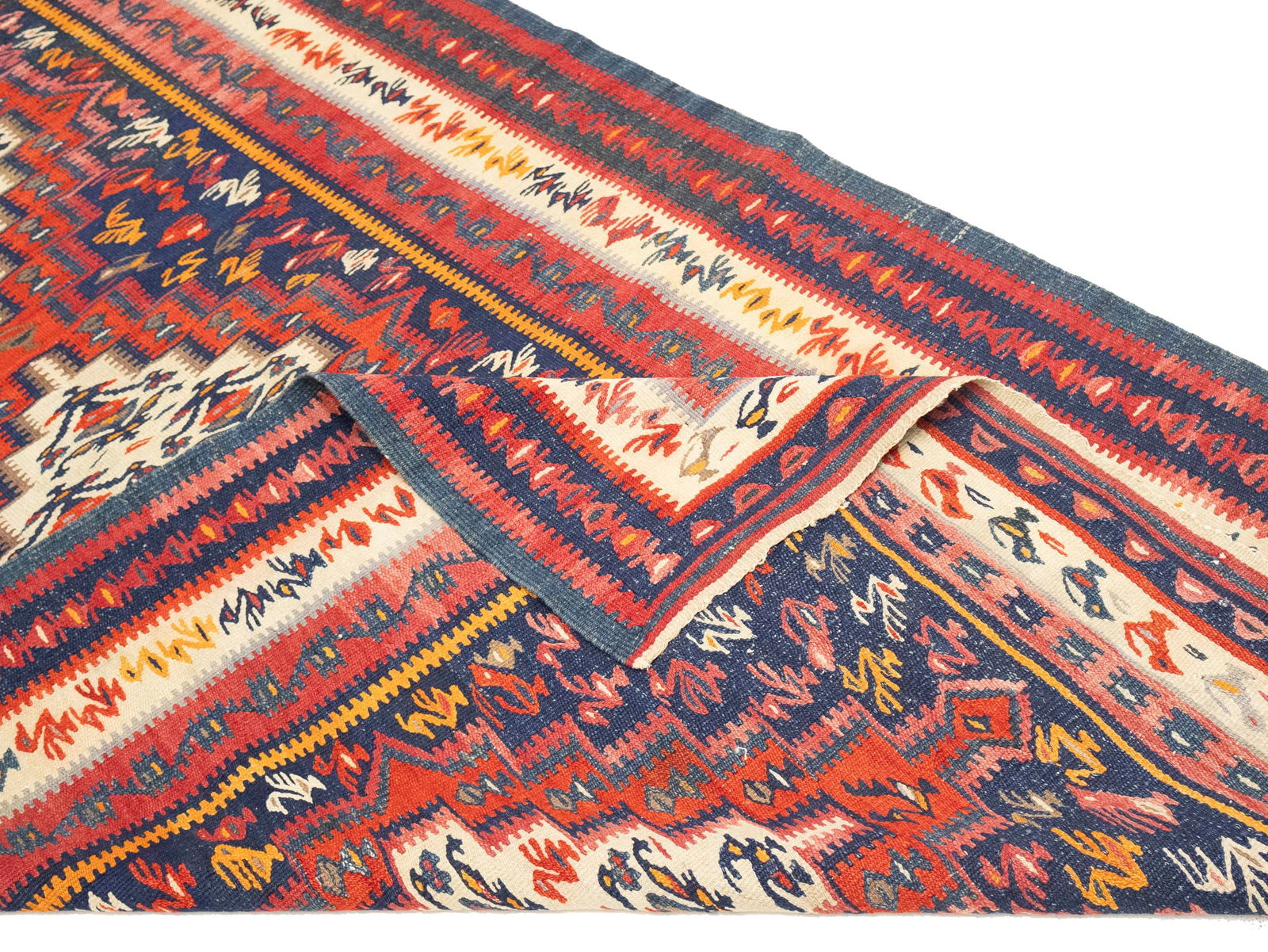Multicolored Tribal Kelim 4X9 Persian Runner Rug - 16