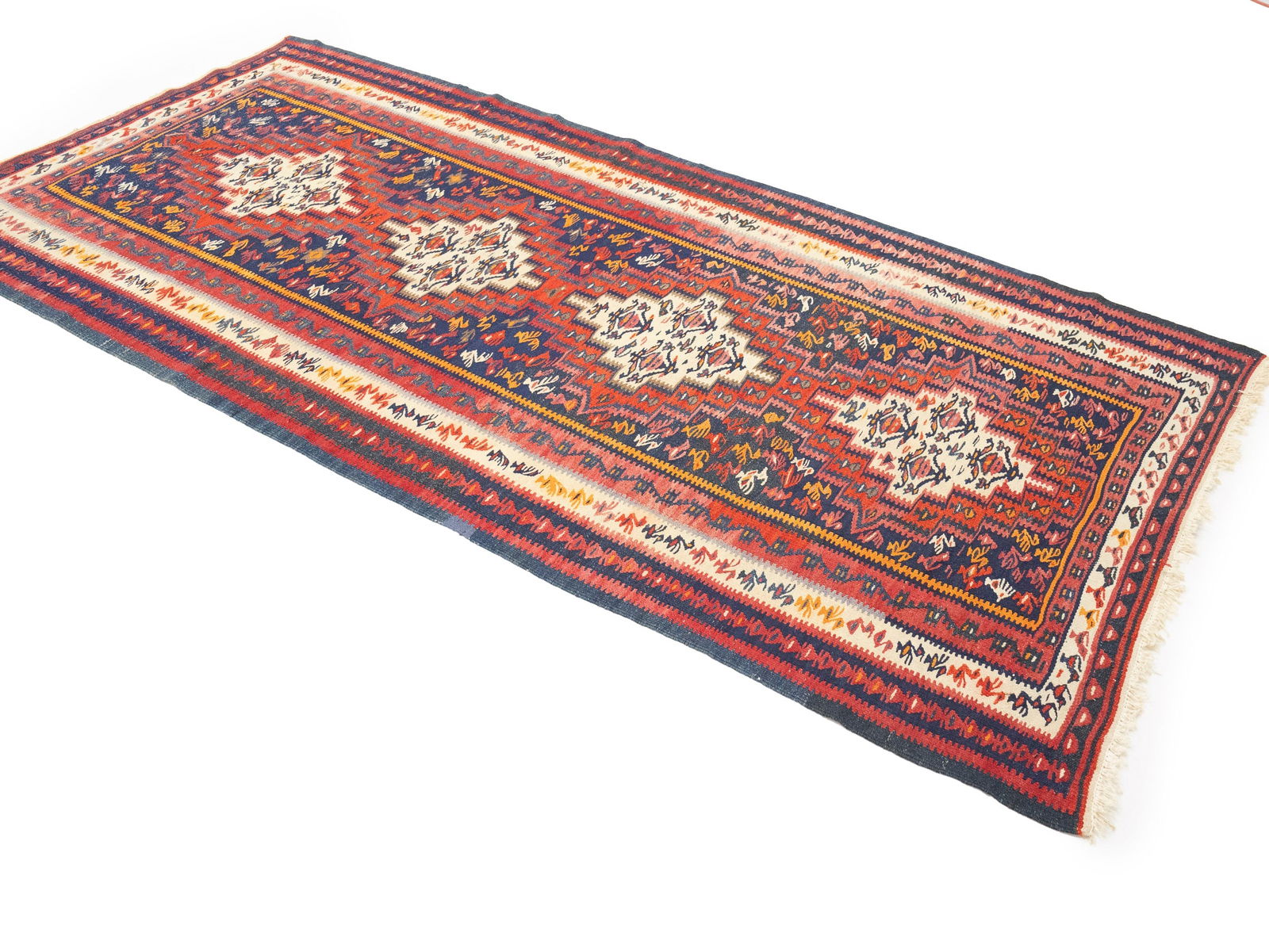 Multicolored Tribal Kelim 4X9 Persian Runner Rug - 3
