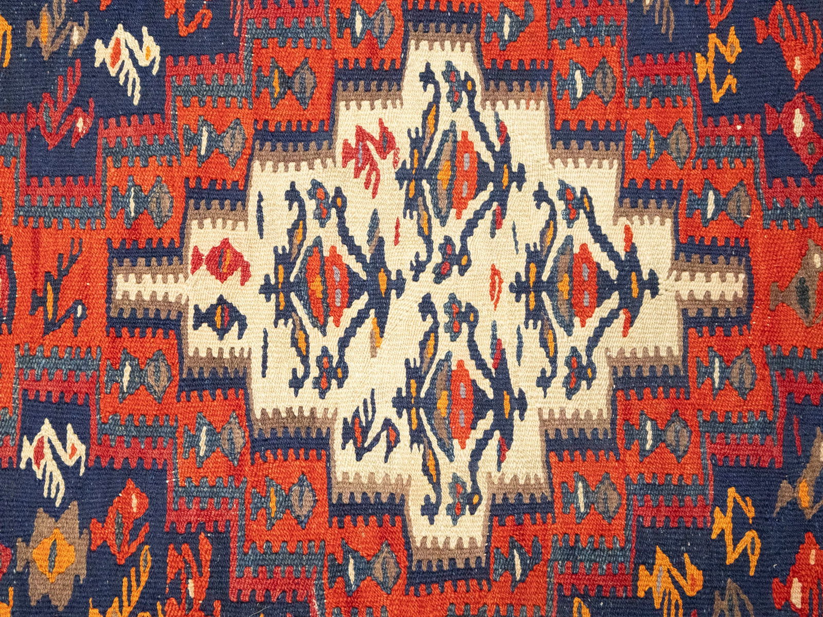 Multicolored Tribal Kelim 4X9 Persian Runner Rug - 7