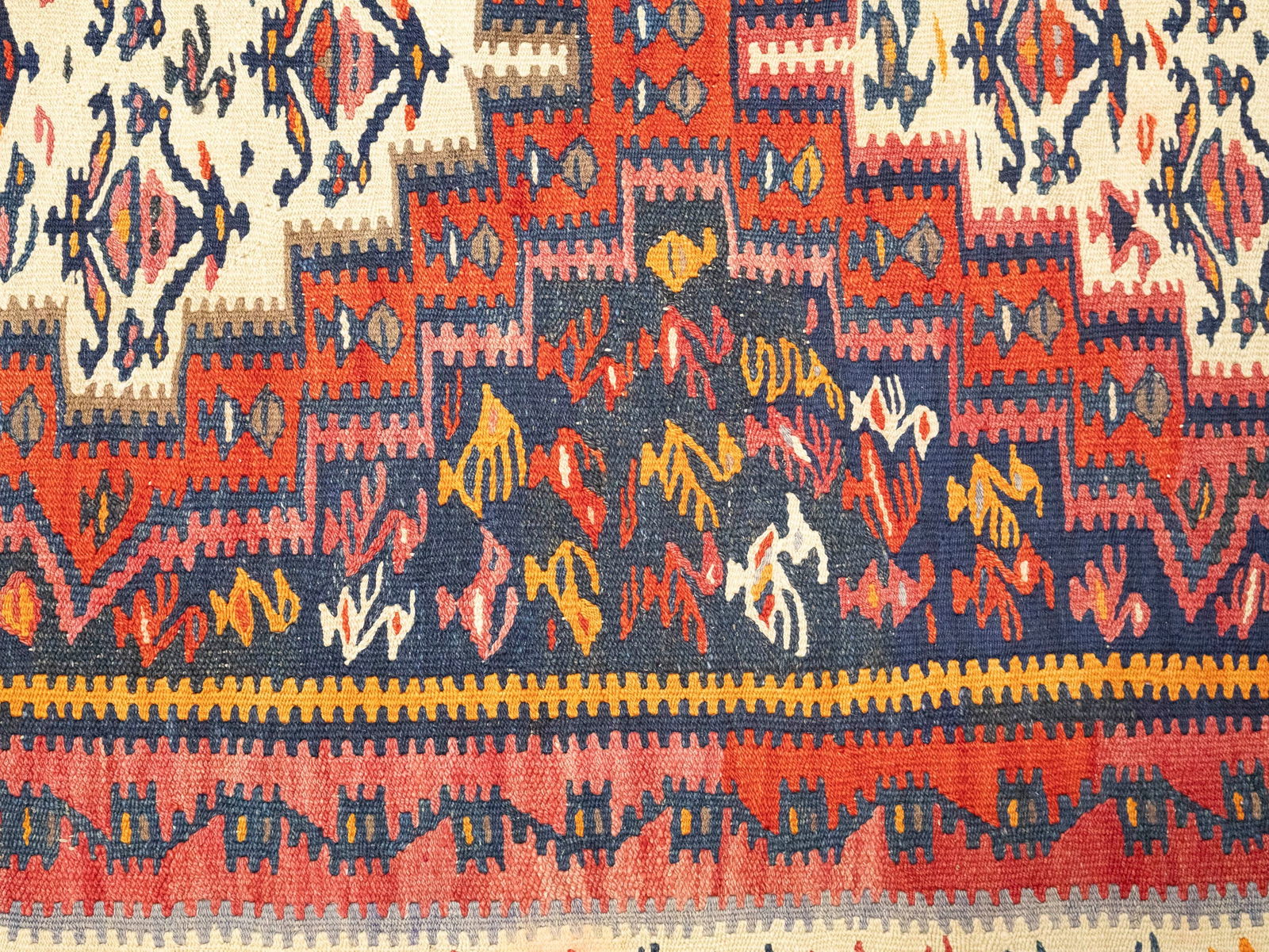 Multicolored Tribal Kelim 4X9 Persian Runner Rug - 8