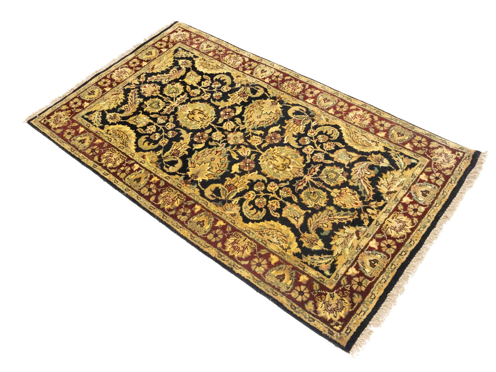 Black Floral Classic 3X5 Agra Jaipur Oriental Rug - 3