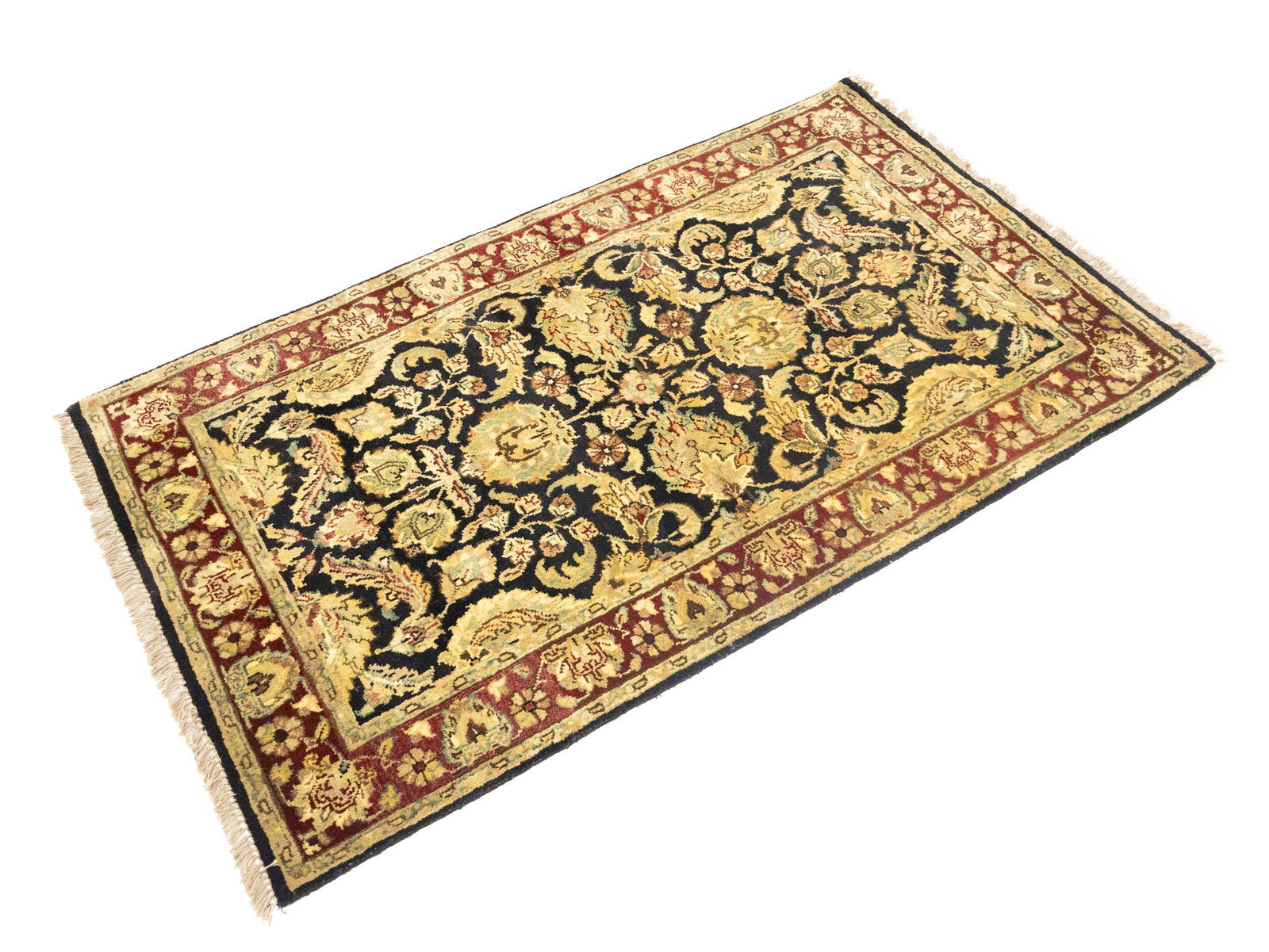 Black Floral Classic 3X5 Agra Jaipur Oriental Rug - 4