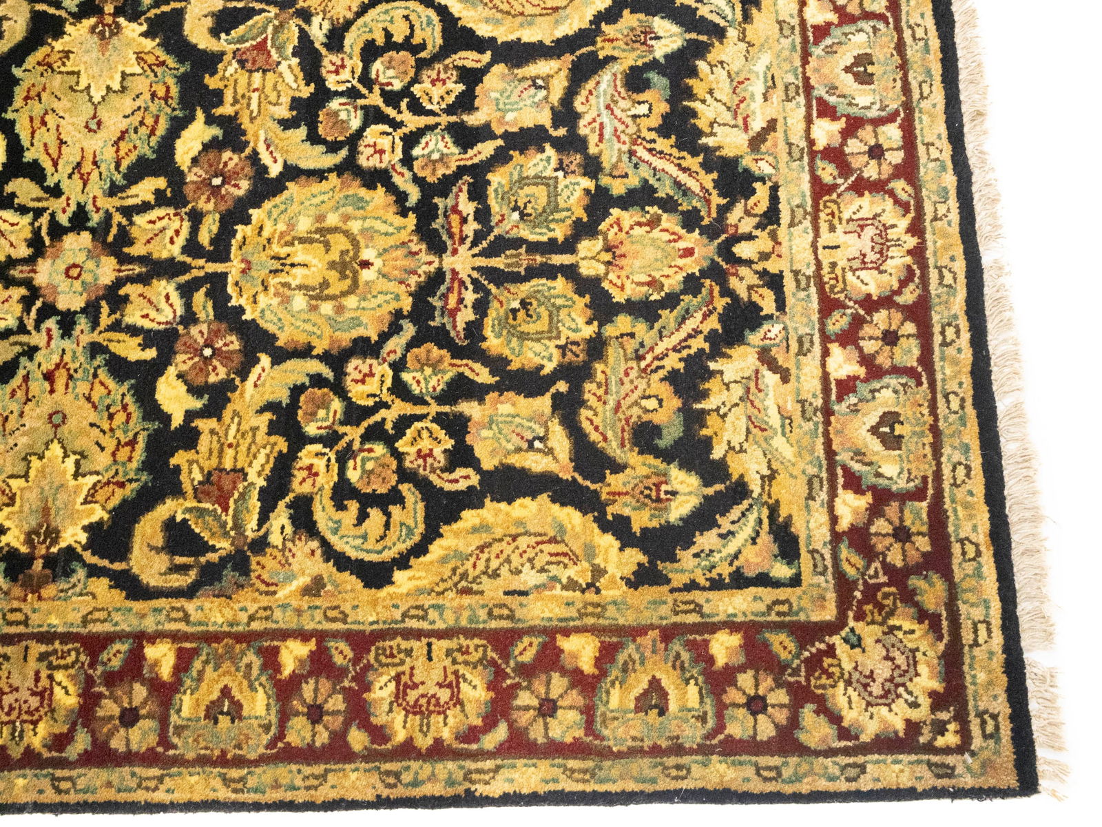 Black Floral Classic 3X5 Agra Jaipur Oriental Rug - 8