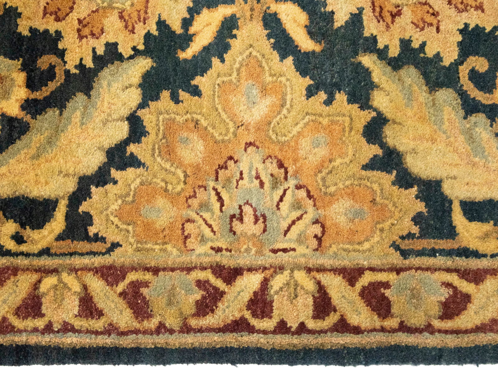 Dark Gray Floral Classic 3X12 Agra Jaipur Oriental Runner Rug - 10