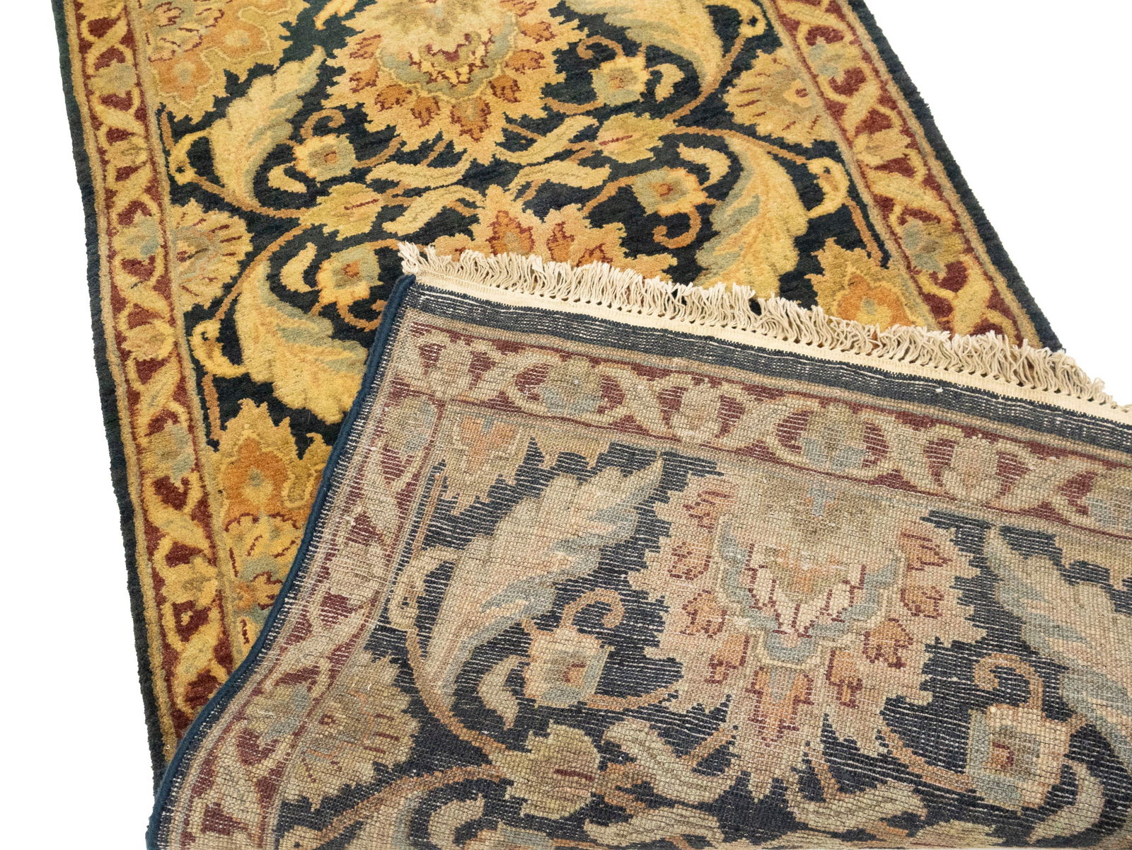 Dark Gray Floral Classic 3X12 Agra Jaipur Oriental Runner Rug - 13