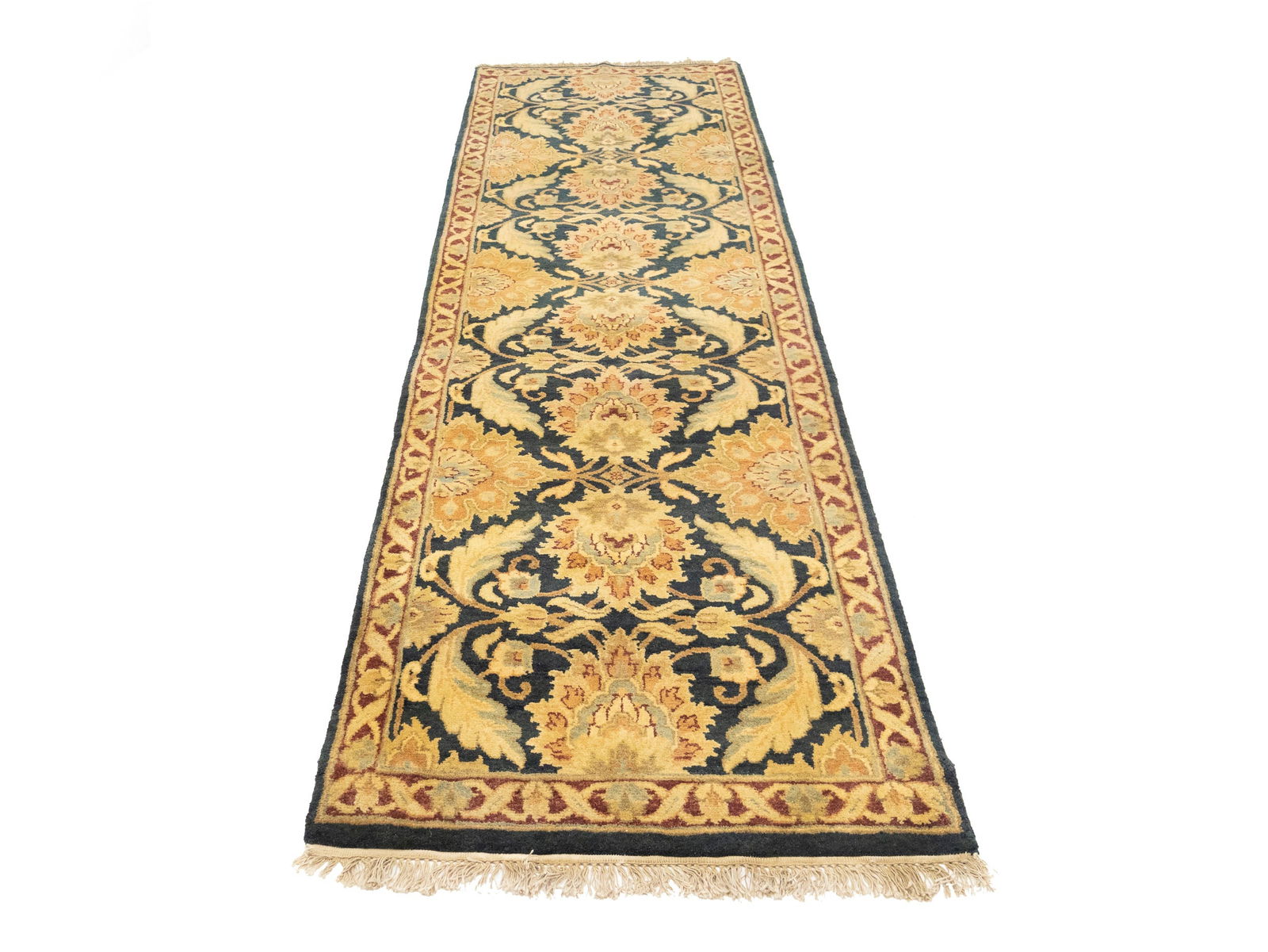 Dark Gray Floral Classic 3X12 Agra Jaipur Oriental Runner Rug - 5