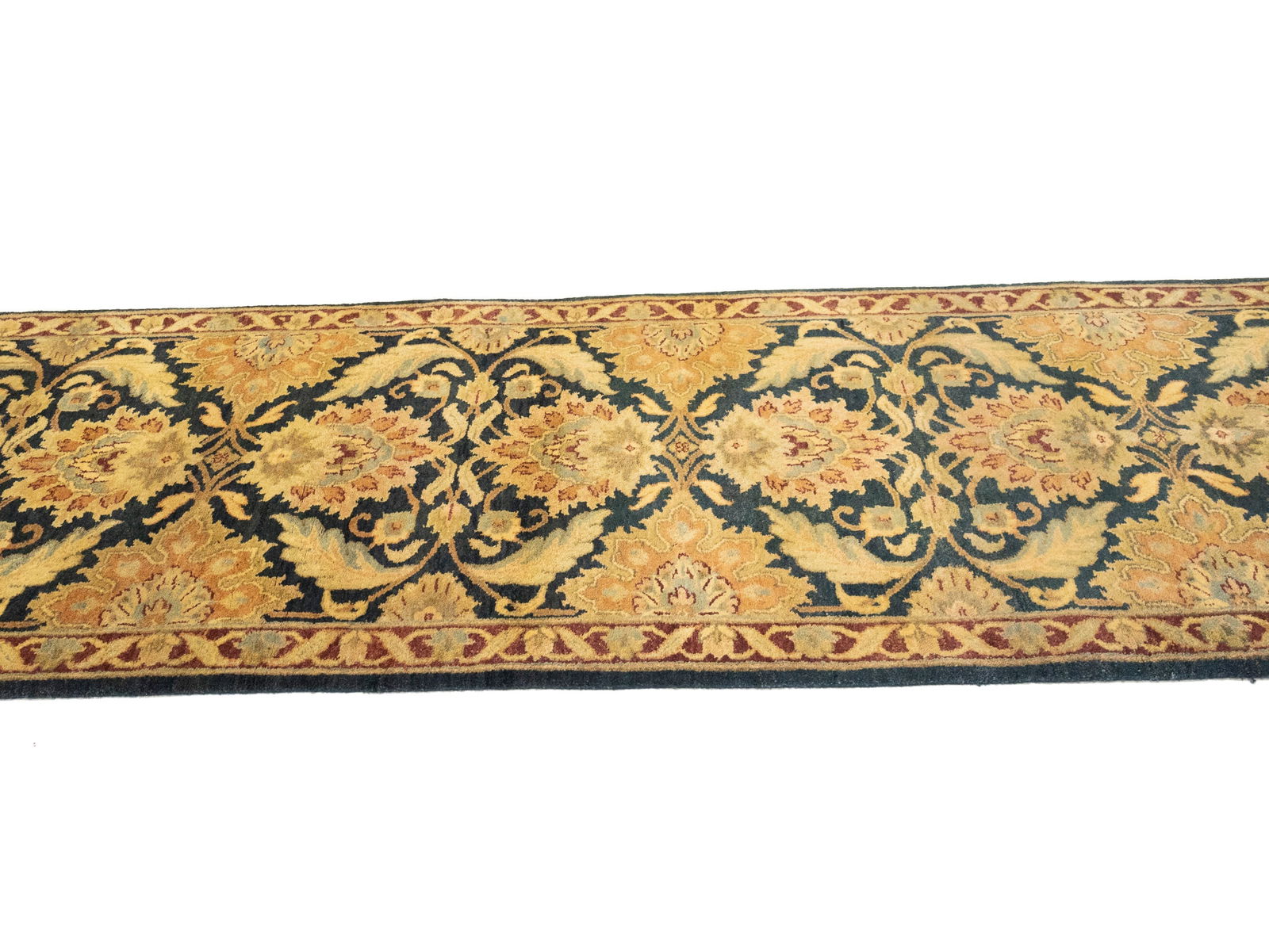 Dark Gray Floral Classic 3X12 Agra Jaipur Oriental Runner Rug - 6