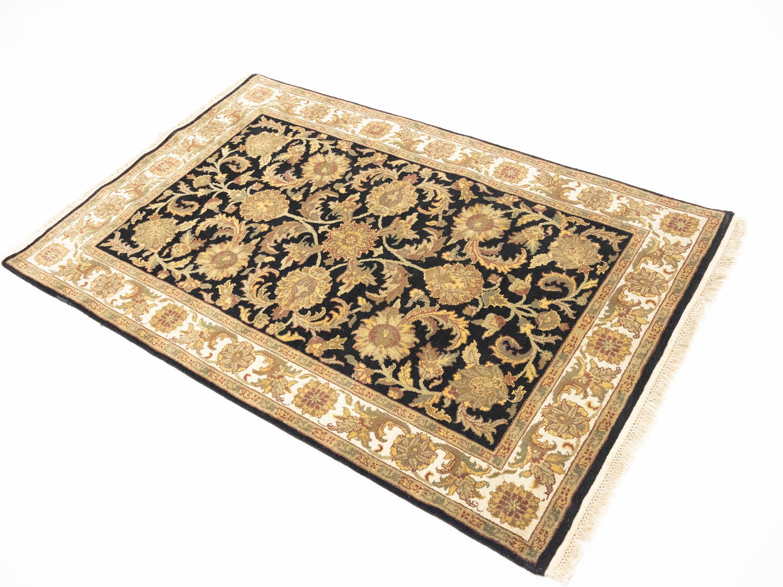 Black Floral Classic 4X6 Agra Jaipur Oriental Rug - 3