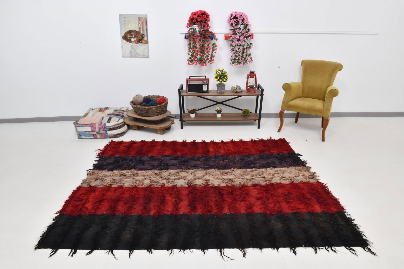 6'3'' x 7'8'' Tulu Filikli Kilim Rug - 70356 - 5