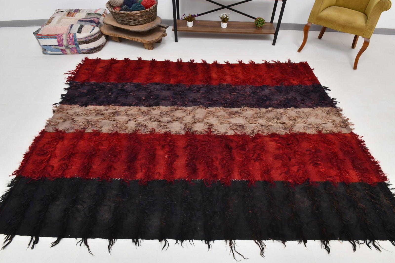 6'3'' x 7'8'' Tulu Filikli Kilim Rug - 70356 - 6