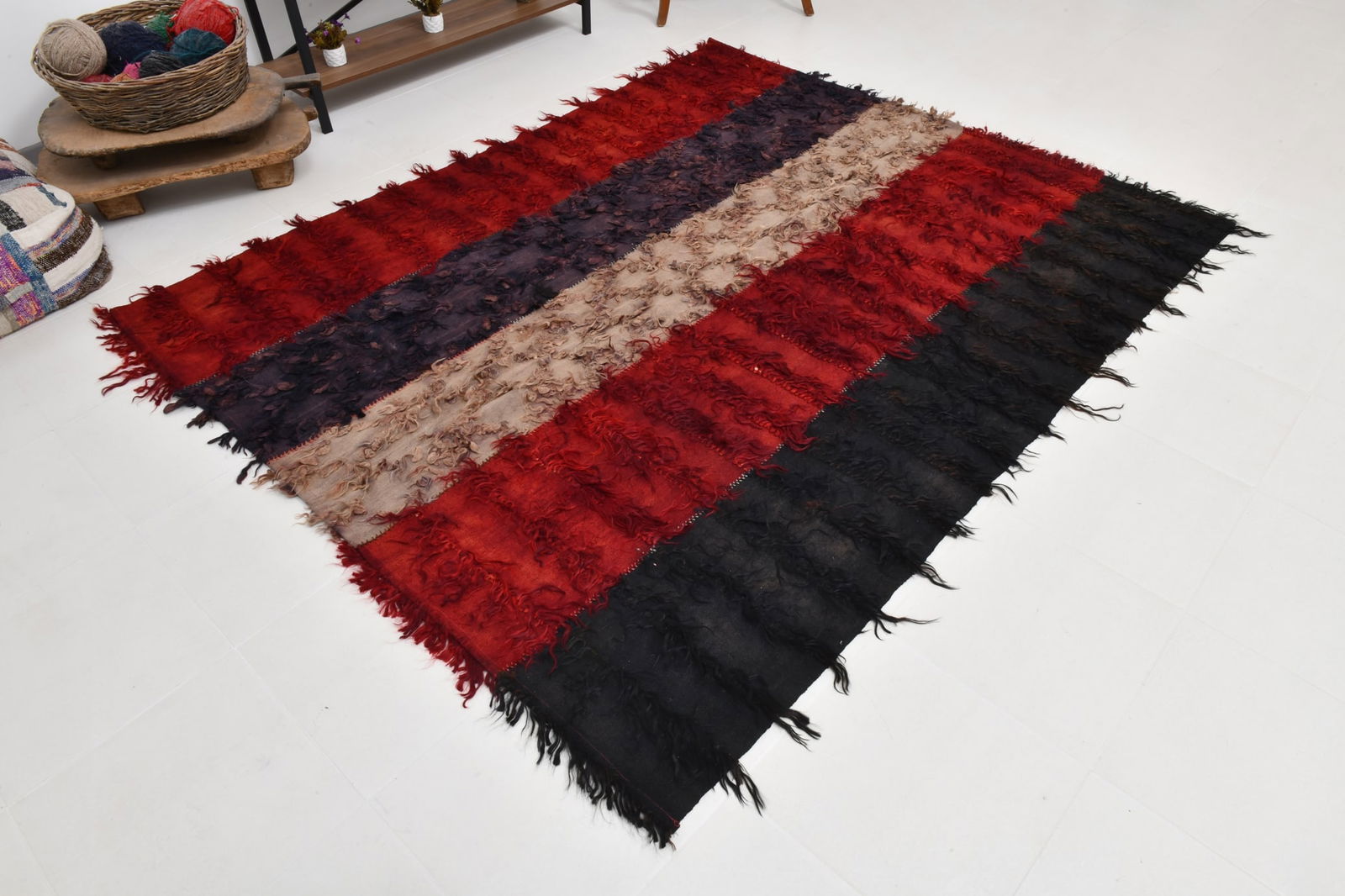6'3'' x 7'8'' Tulu Filikli Kilim Rug - 70356 - 7