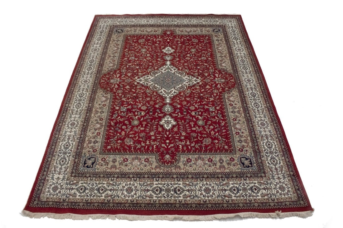 Red Floral Classic 8X11 Indo-Kashan Oriental Rug - 13