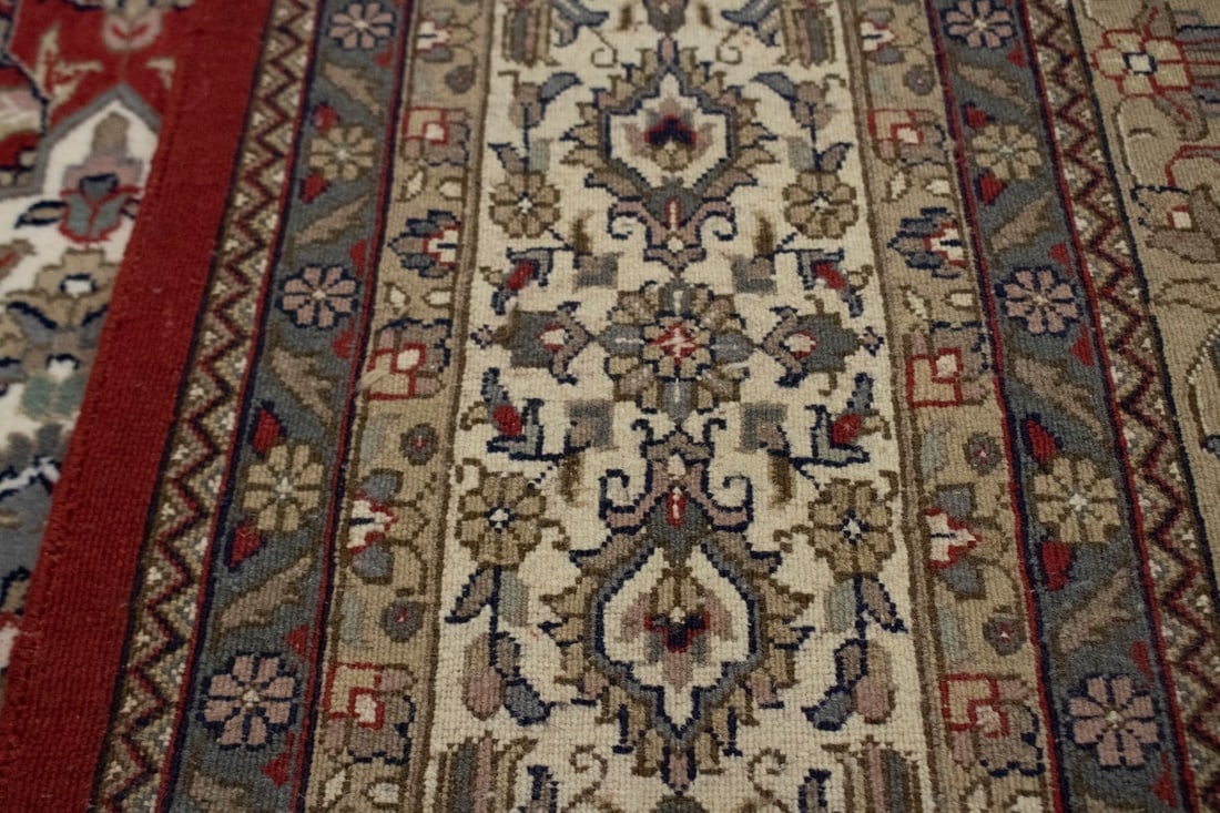 Red Floral Classic 8X11 Indo-Kashan Oriental Rug - 15