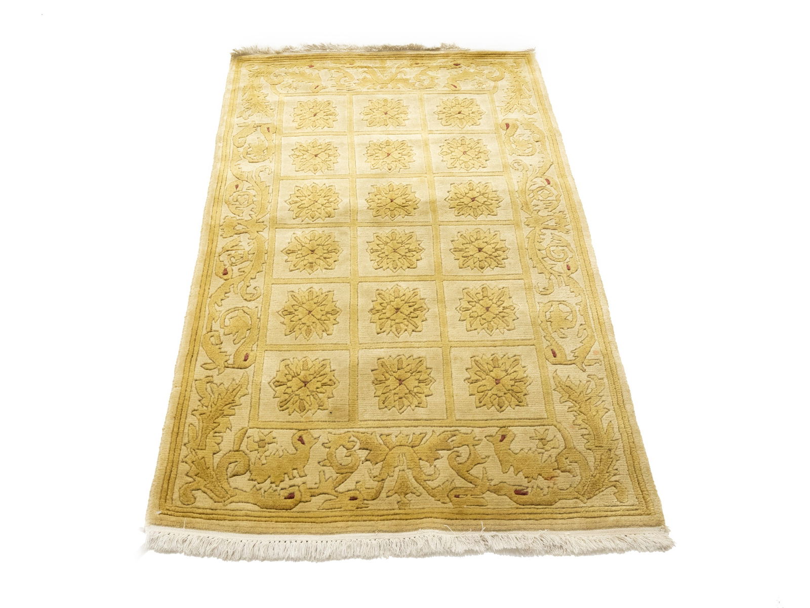 Golden Beige Modern 3X5 Nepali Oriental Rug - 2