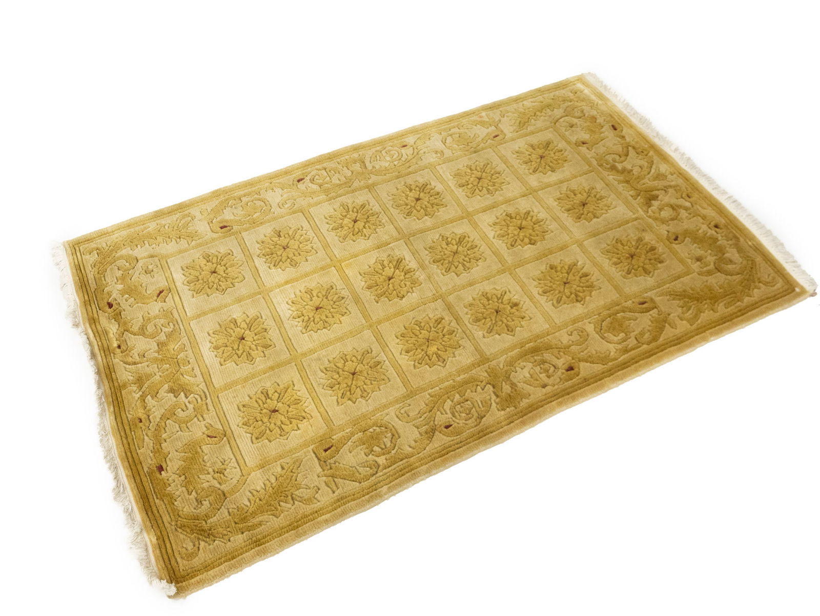 Golden Beige Modern 3X5 Nepali Oriental Rug - 4