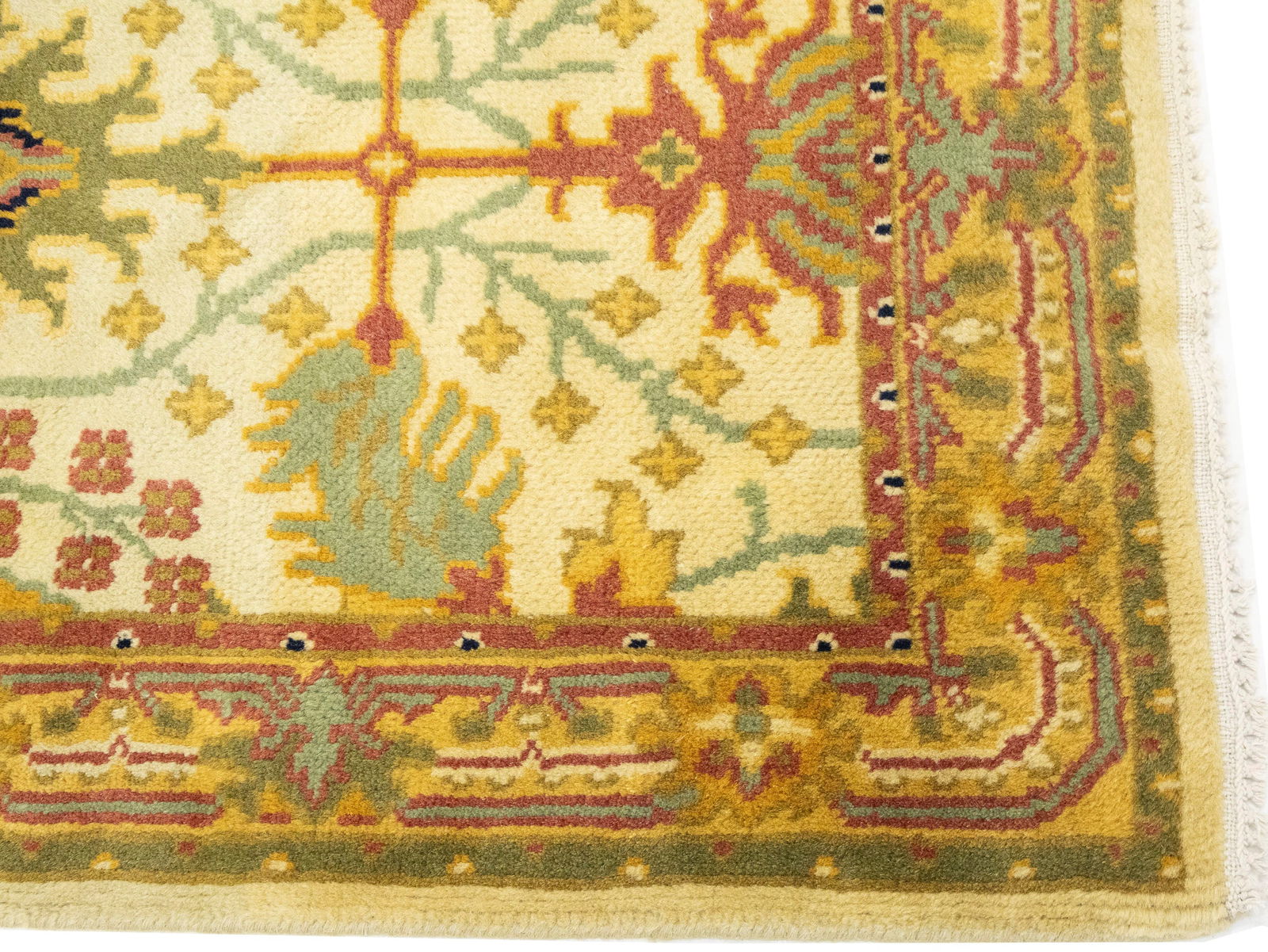 Beige Floral 2'6 x 3'11 Oushak Chobi Oriental Rug - 7