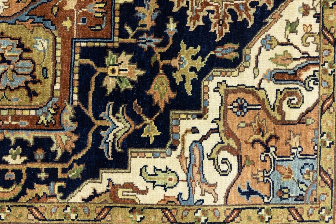 Dark Navy Geometric 6X9 Heriz Serapi Oriental Rug - 12