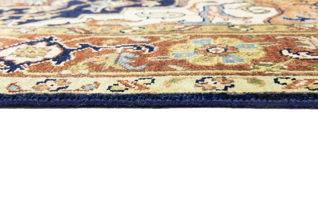 Dark Navy Geometric 6X9 Heriz Serapi Oriental Rug - 14