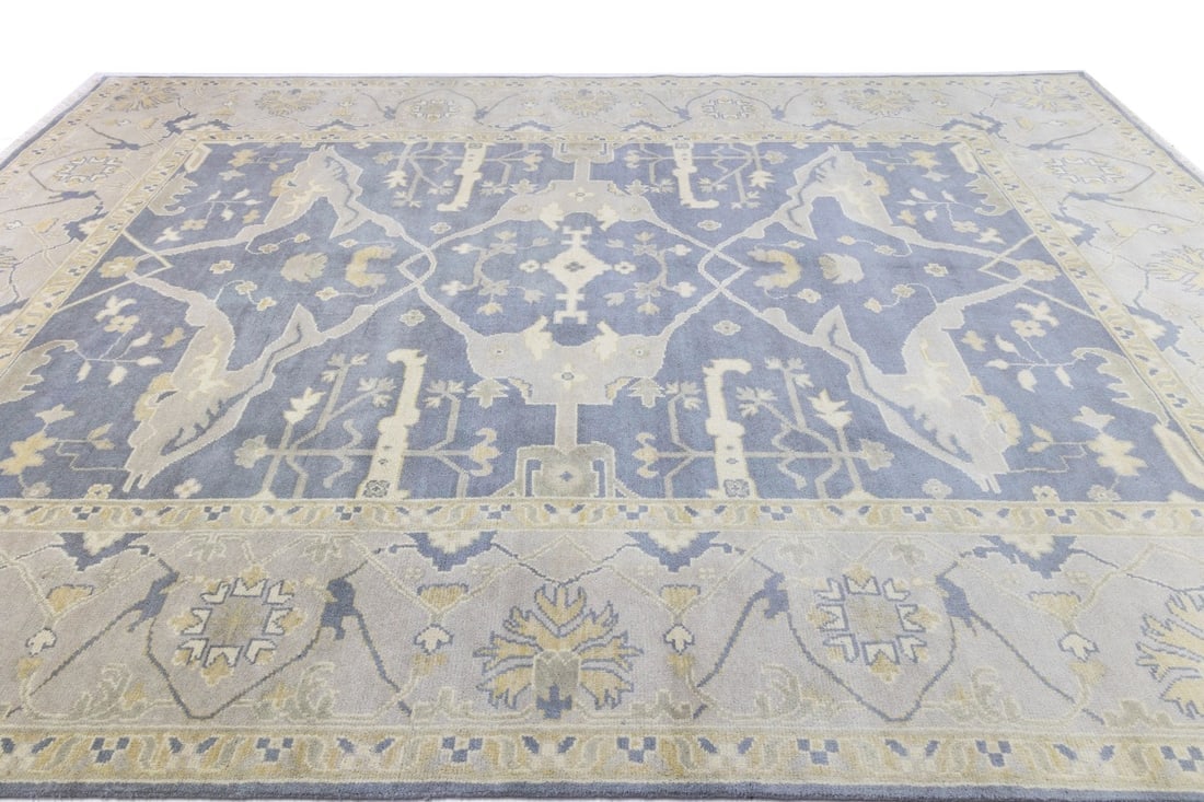 Gray Floral 10X14 Oushak Oriental Rug - 8