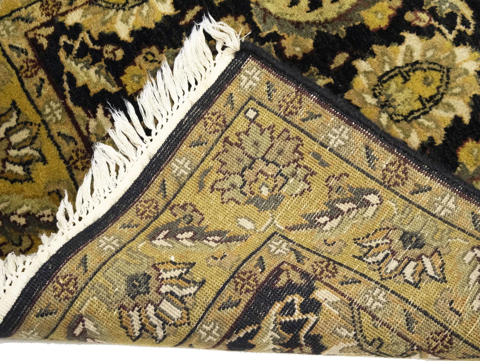 Black Floral Classic 3X8 Agra Jaipur Oriental Runner Rug - 10