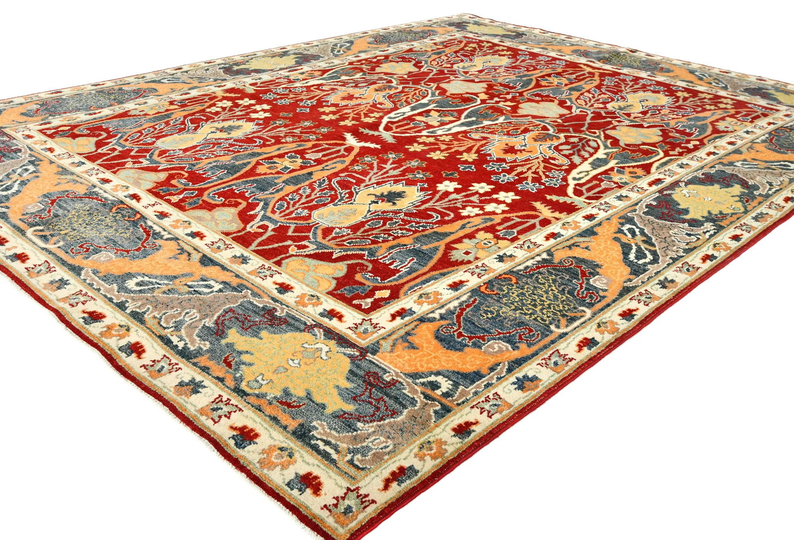 Red Floral 8X10 Oushak Chobi Oriental Rug - 3