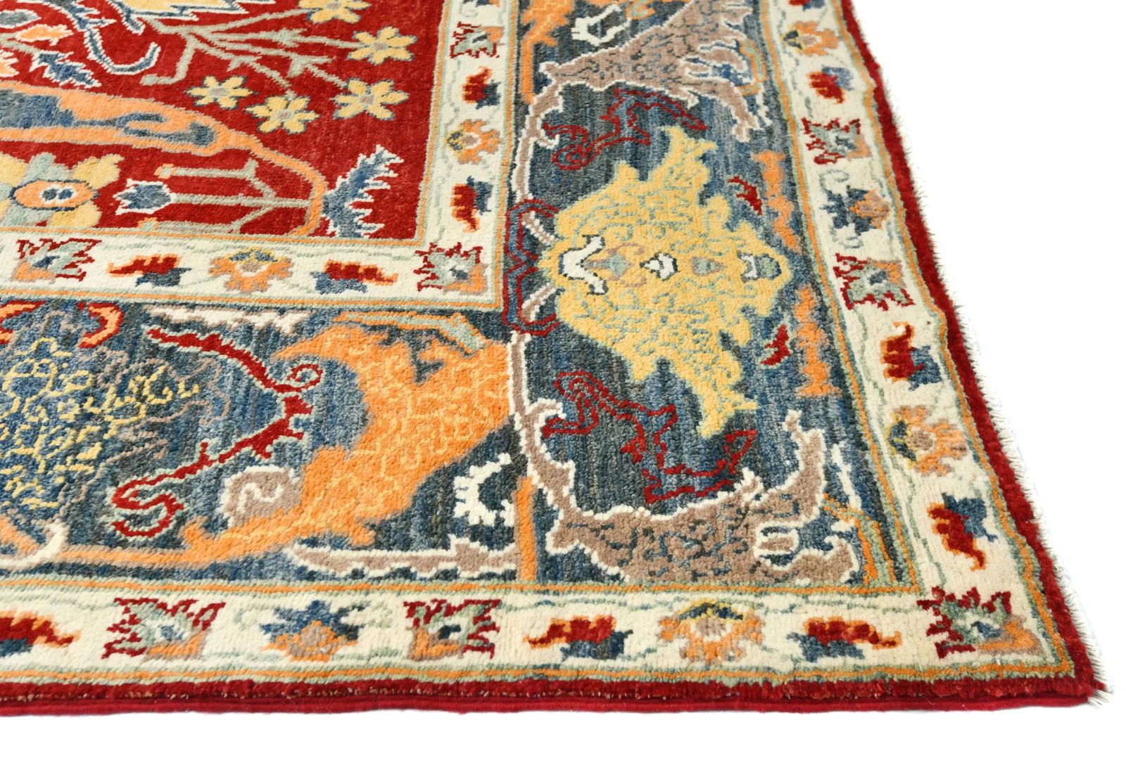 Red Floral 8X10 Oushak Chobi Oriental Rug - 9