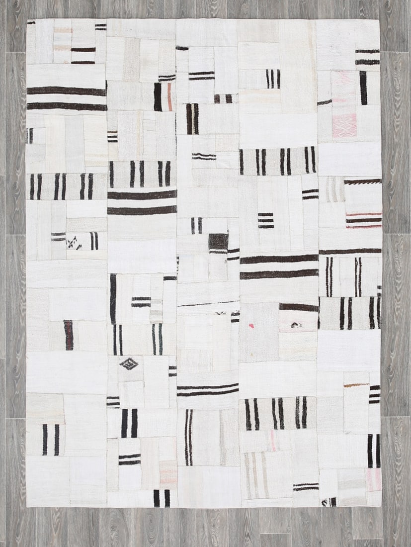 6'2'' x 8'8'' Turkish Hemp Patchwork Rug - 53997 (1 of 19)