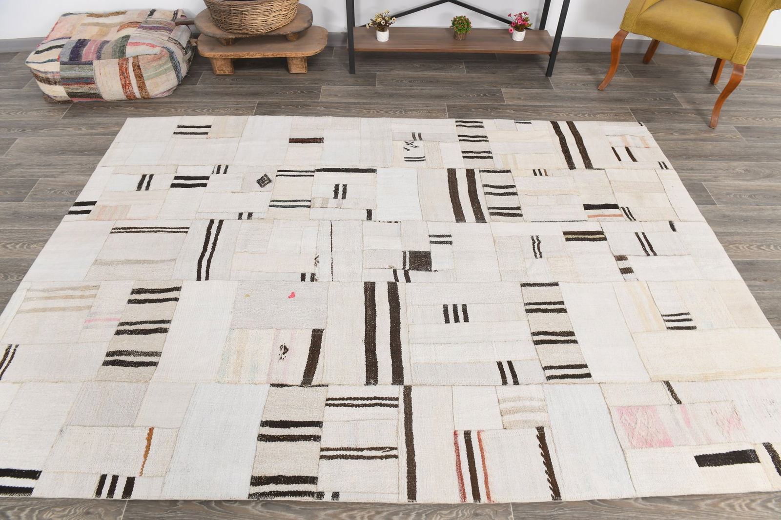 6'2'' x 8'8'' Turkish Hemp Patchwork Rug - 53997 - 3