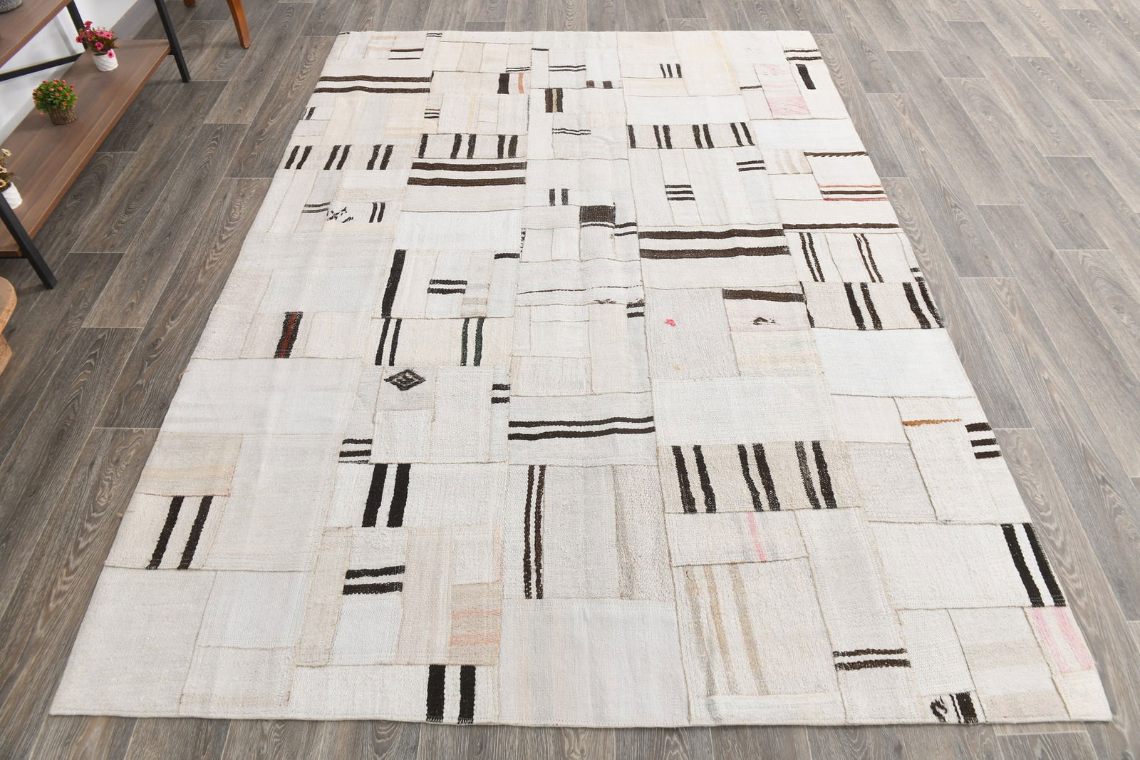 6'2'' x 8'8'' Turkish Hemp Patchwork Rug - 53997 - 5