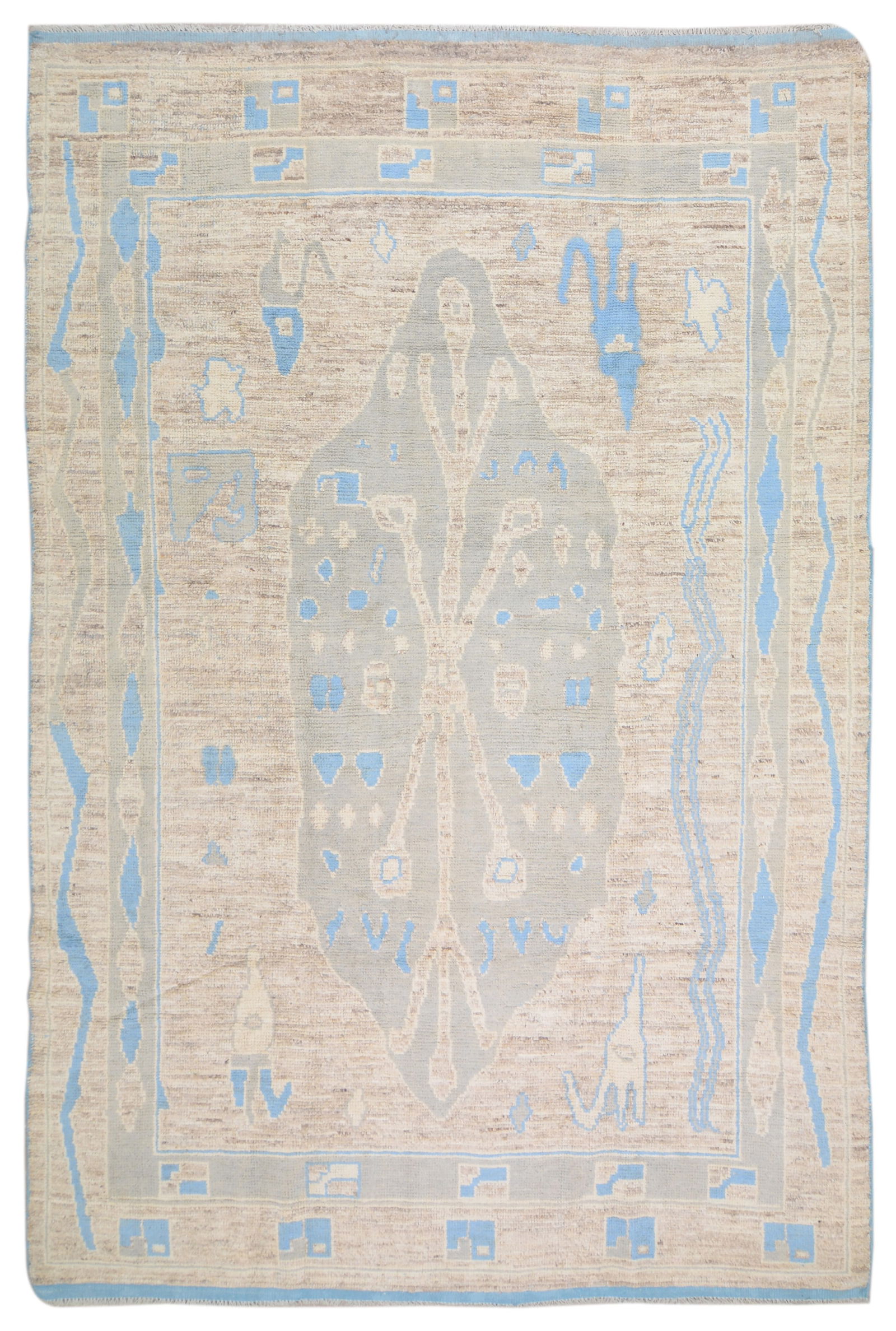 HAND KNOTTED WOOL OUSHAK RUG (1 of 6)