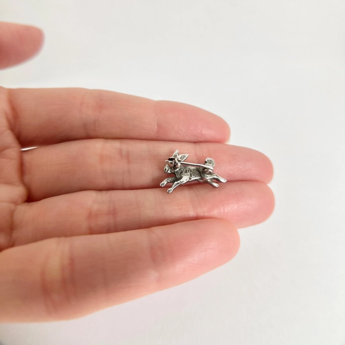Vintage 1940's Bunny Rabbit Pin Brooch Sterling Silver, 1.57 Grams - 5