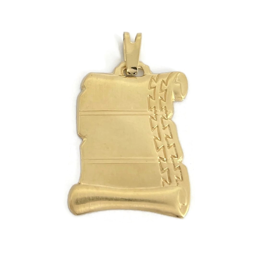 Vintage Parchment Scroll Pendant Charm 18K Yellow Gold, 4.73 Grams: Vintage Parchment Scroll Pendant Charm 18K Yellow Gold, 4.73 Grams This is a classic pendant that can be worn on the necklace chain of your choice. Please let us know if you have any questions.