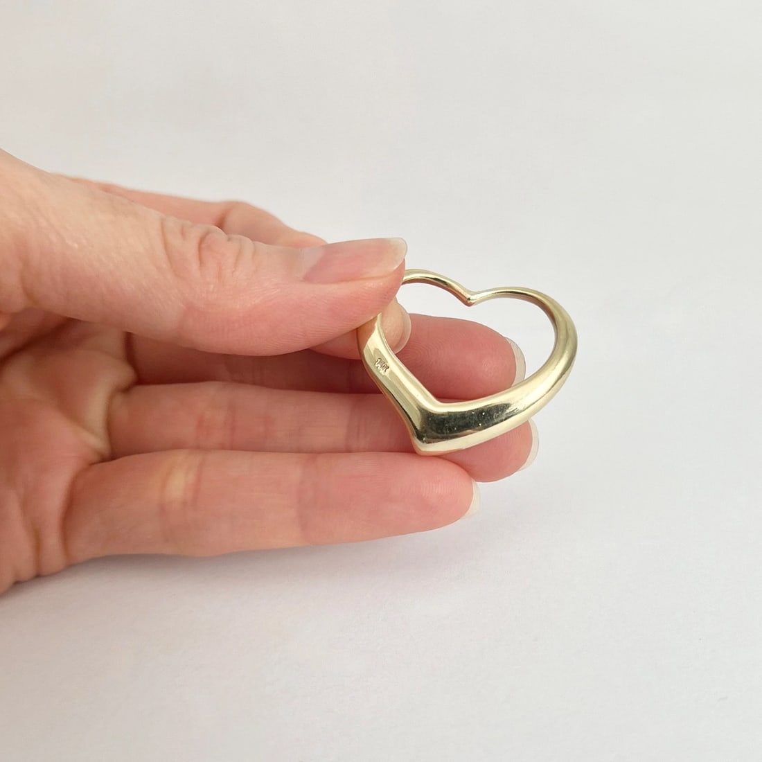 Estate Open Heart Necklace Pendant Charm 14K Yellow Gold, 6.05 Grams - 5