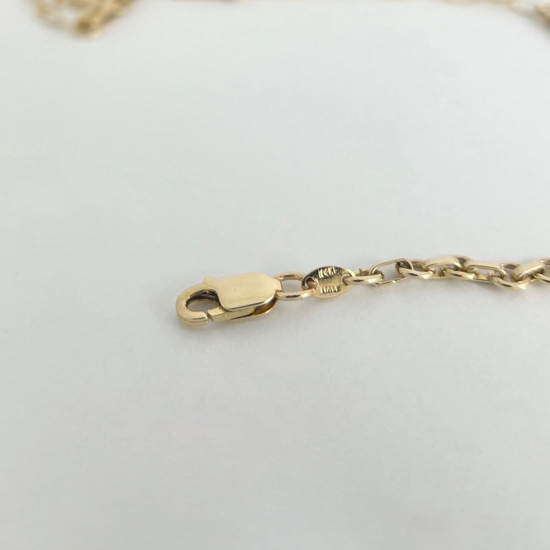 Italian Station Chain Anklet Bracelet 14K Yellow Gold, 11.25 Inches, 5.47 Gram - 5