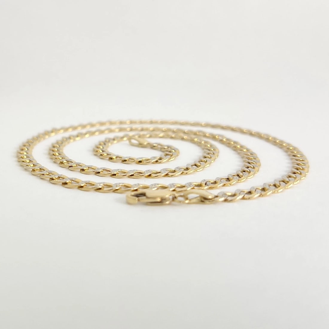 Two-Tone Long Curb Cuban Chain Necklace 14K Yellow Gold 22 Inch, 4.4 mm, 7.01 Gr - 6
