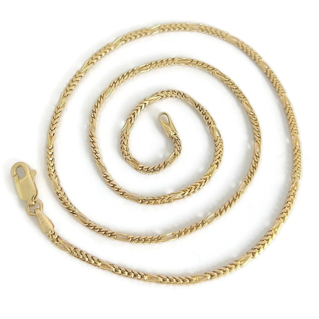 Italian Rounded Wheat Chain Necklace 14K Yellow Gold, 16 Inches, 2 mm, 6.41 Gram: Italian Rounded Wheat Chain Necklace 14K Yellow Gold, 16 Inches, 2 mm, 6.41 Gram This is a classic chain necklace. Please let us know if you have any questions. Metal: 14K yellow gold 