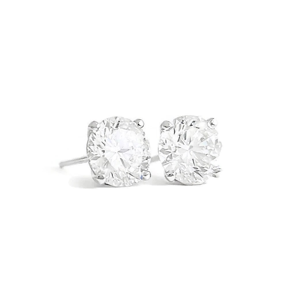 Round Lab-Created Diamond Stud Earrings 14K White Gold 4-Prong Martini, 2.02 CTW: Round Lab-Created Diamond Stud Earrings 14K White Gold 4-Prong Martini, 2.02 CTW These are gorgeous diamond stud earrings! Please let us know if you have any questions. Diamonds: 2 lab-created round b