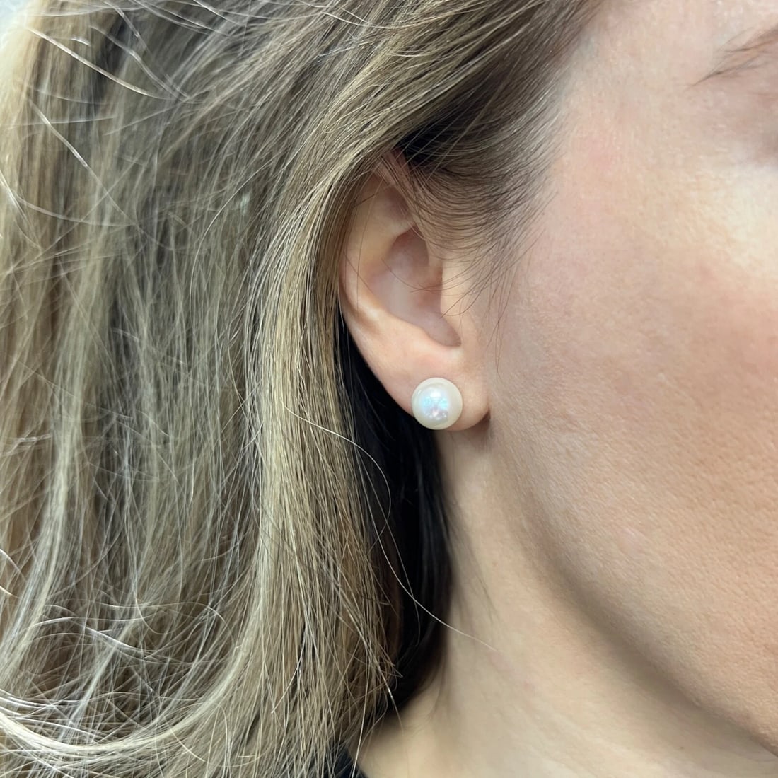 Round Cultured Pearl Stud Earrings 14K Yellow Gold, 10 mm - 10.5 mm - 3