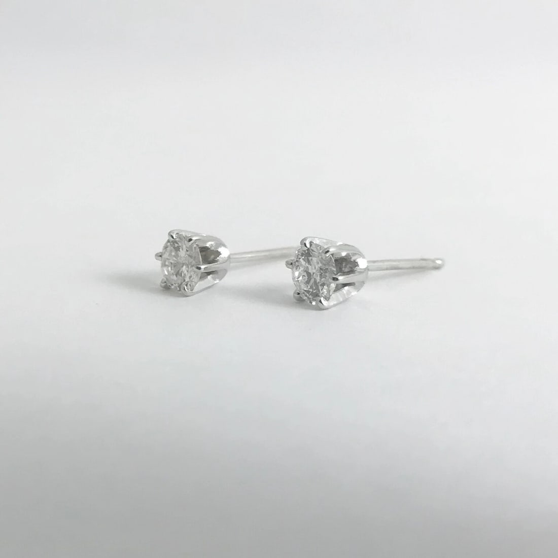 Round Diamond Stud Earrings 14K White Gold 6-Prong Crown, .50 CTW, .76 Grams - 11