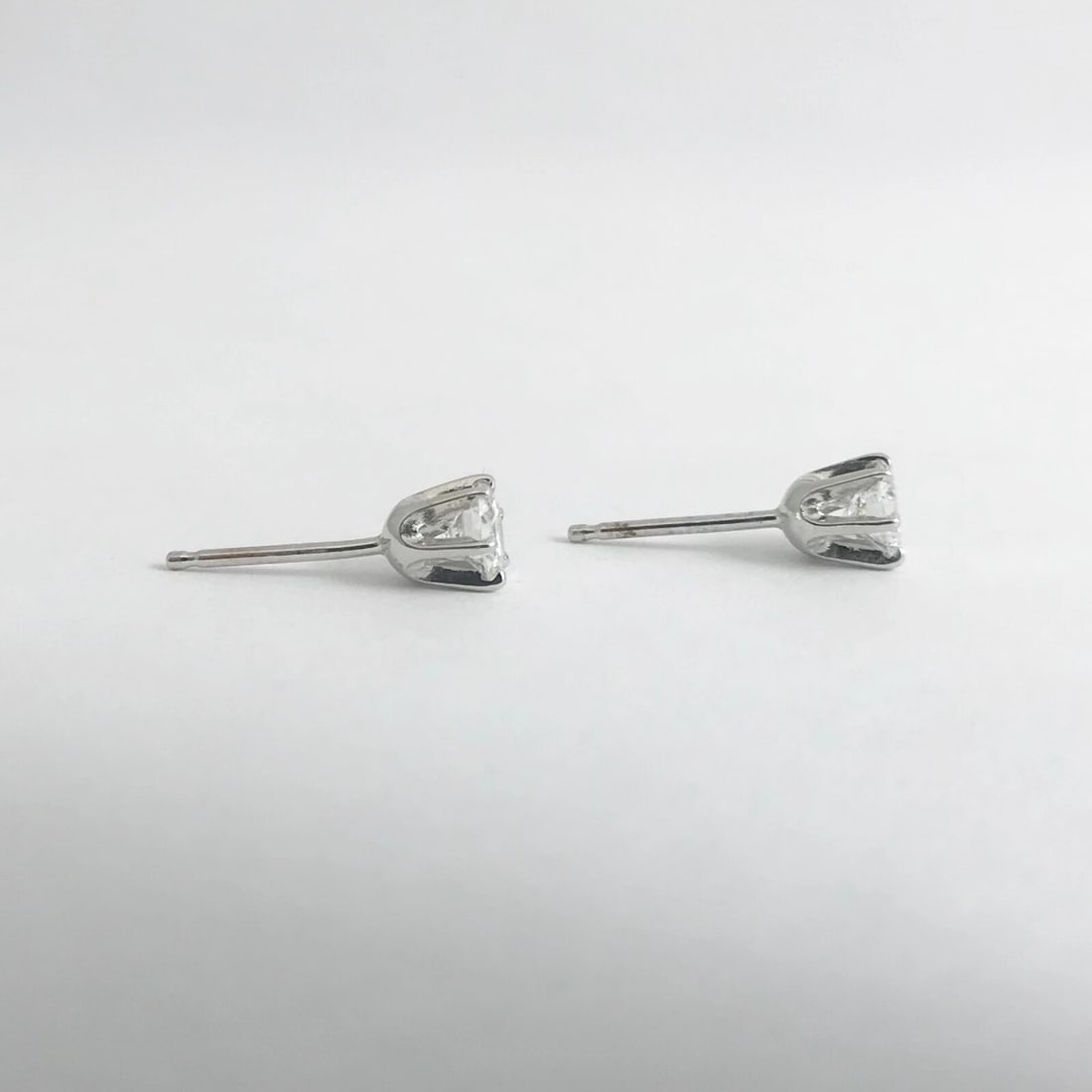 Round Diamond Stud Earrings 14K White Gold 6-Prong Crown, .50 CTW, .76 Grams - 9