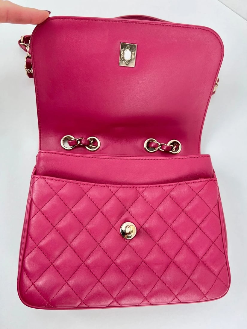 Chanel Lambskin Quilted Lovely Day Medium Pink Flap Crossbody Bag - 10