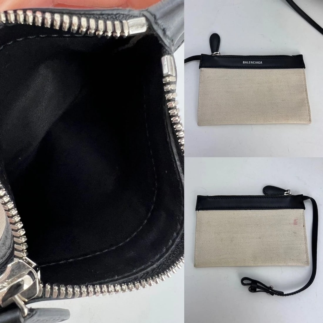 Balenciaga Cotton Canvas Calfskin Navy Cabas XS Natural Black Tote Bag - 12